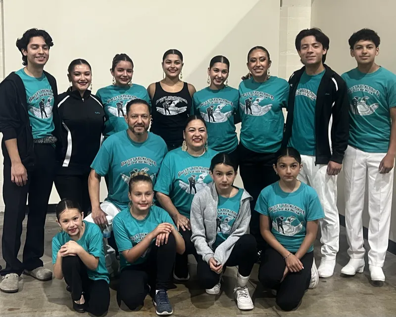 Folklorico dancers performing traditional Mexican folk dance at a community event